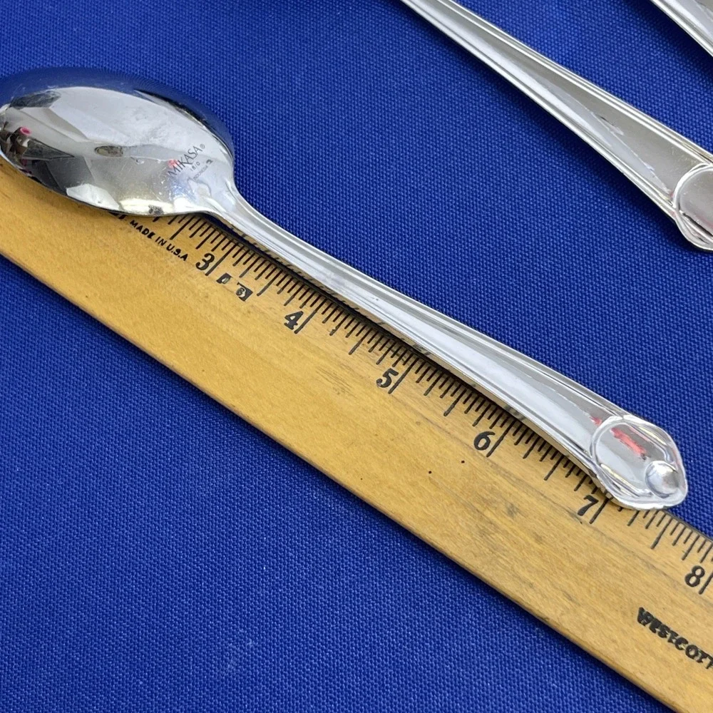 6 Mikasa CLASSICO SATIN Oval Soup Spoons Indonesia 18/0 Flatware‎ Silverware